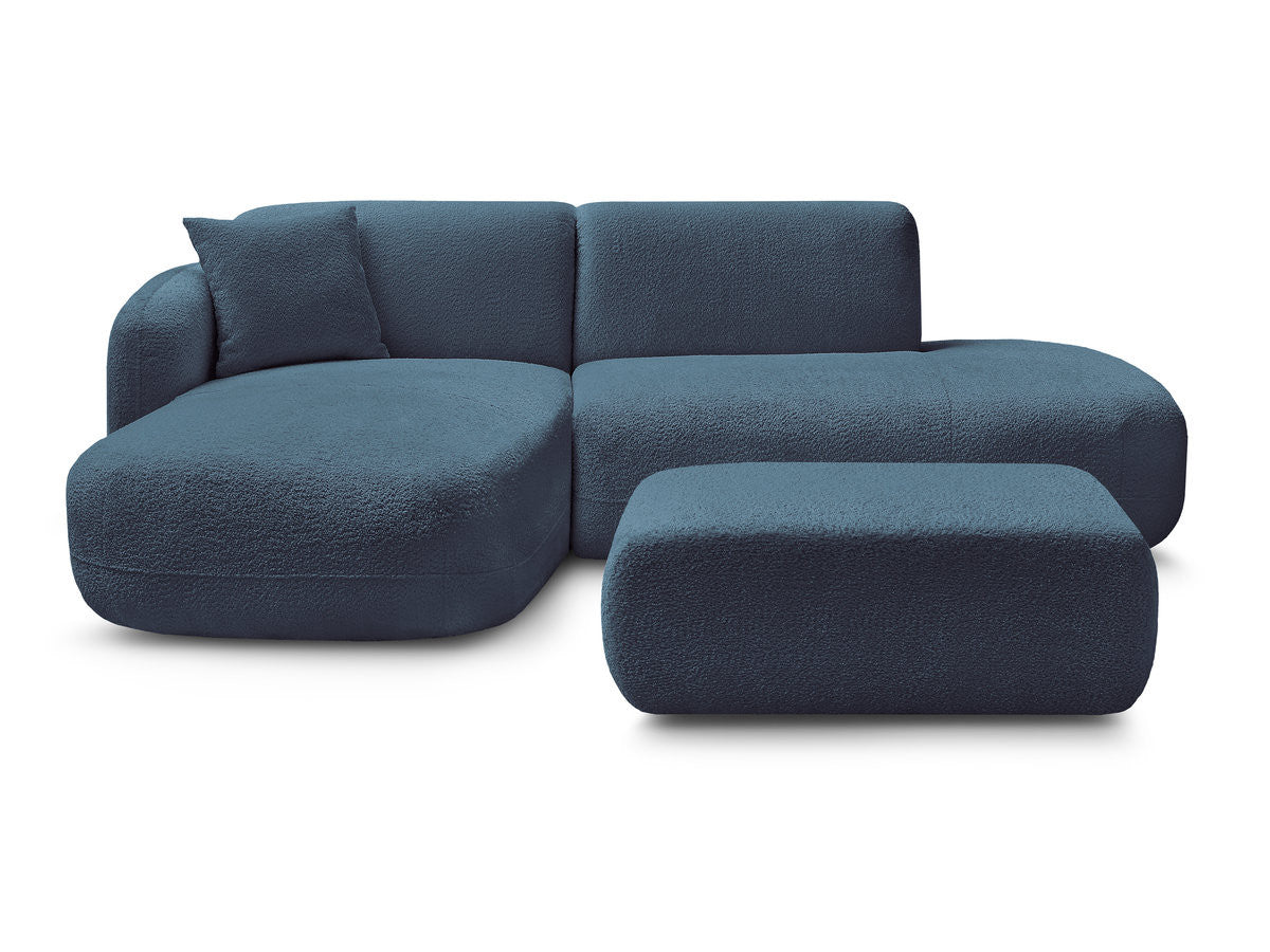 Anda - Modular Fixed Corner Sofa with 1 Chaise Longue, 1 Armless End Unit and 1 Pouffe - Left-Hand Corner