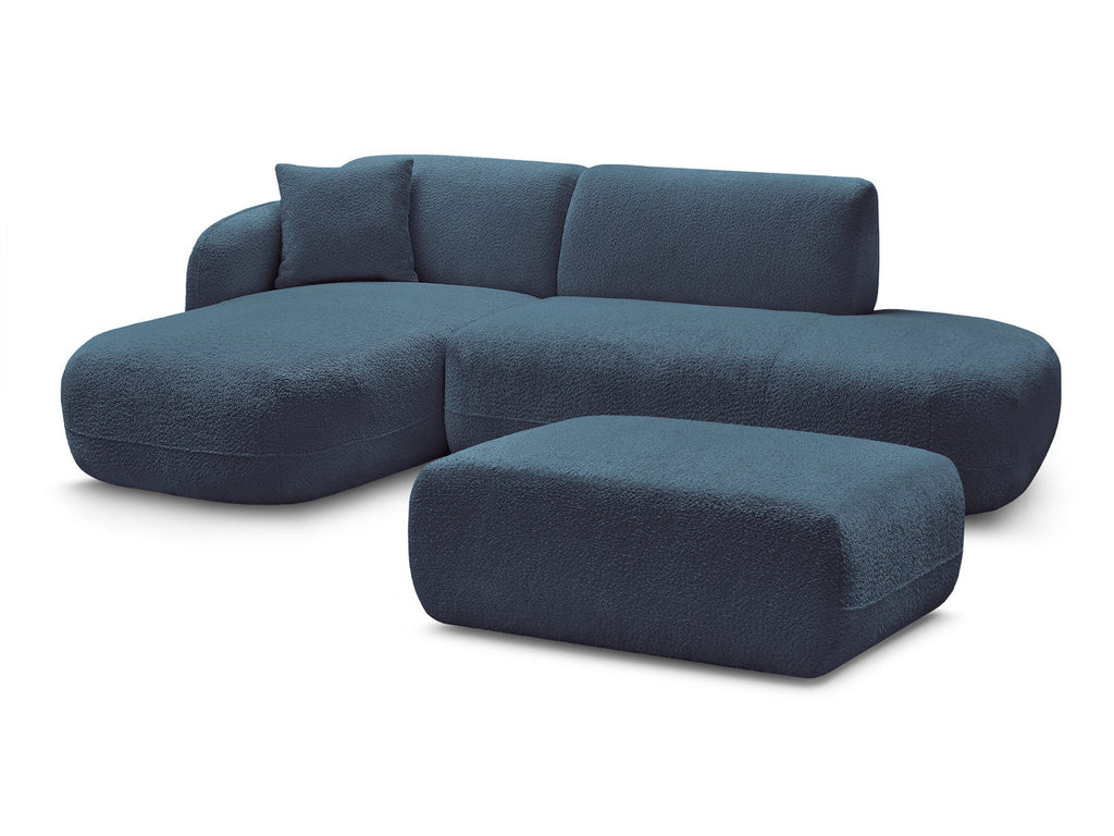 Anda - Modular Fixed Corner Sofa with 1 Chaise Longue, 1 Armless End Unit and 1 Pouffe - Left-Hand Corner