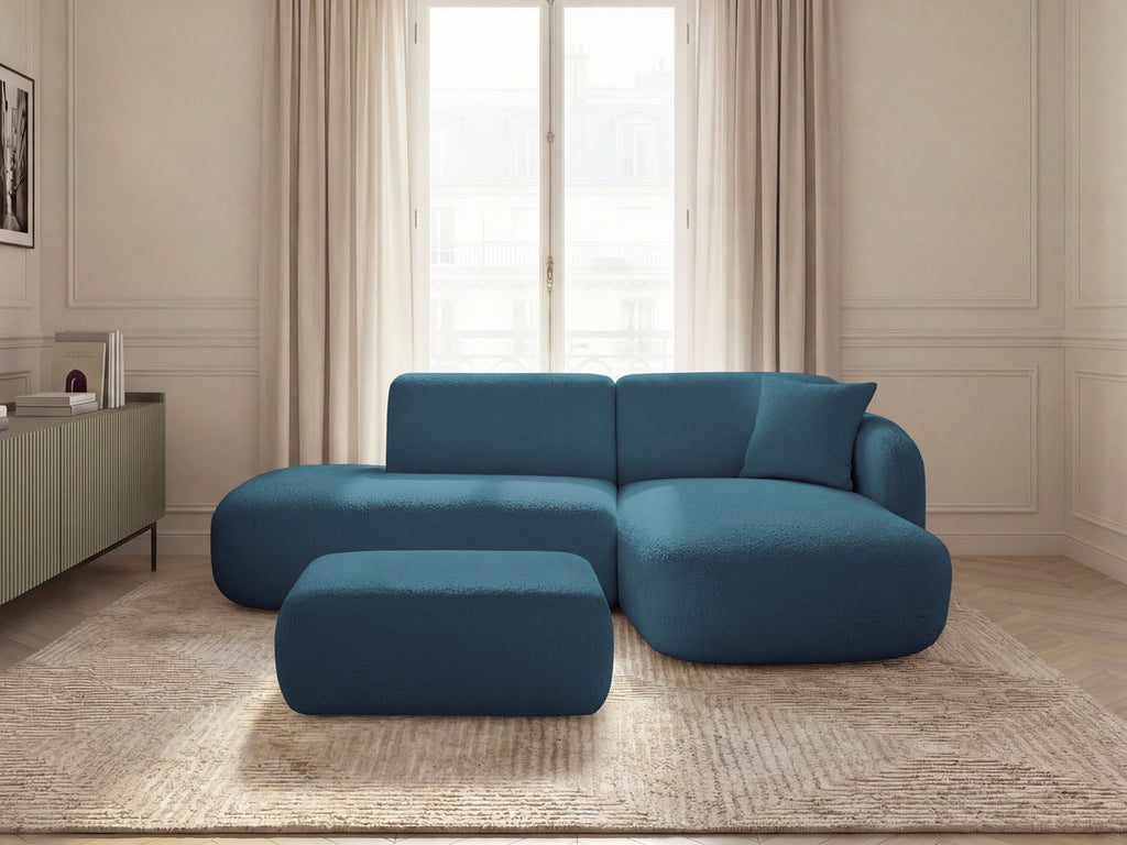 Anda - Modular Fixed Corner Sofa with 1 Chaise Longue, 1 Armless End Unit and 1 Pouffe - Right-Hand Corner