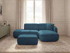 Anda - Modular Fixed Corner Sofa with 1 Chaise Longue, 1 Armless End Unit and 1 Pouffe - Right-Hand Corner