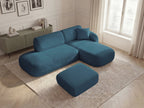 Anda - Modular Fixed Corner Sofa with 1 Chaise Longue, 1 Armless End Unit and 1 Pouffe - Right-Hand Corner
