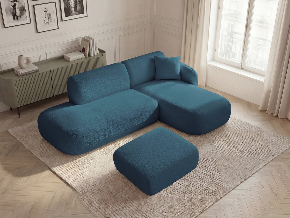 Anda - Modular Fixed Corner Sofa with 1 Chaise Longue, 1 Armless End Unit and 1 Pouffe - Right-Hand Corner