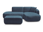 Anda - Modular Fixed Corner Sofa with 1 Chaise Longue, 1 Armless End Unit and 1 Pouffe - Right-Hand Corner