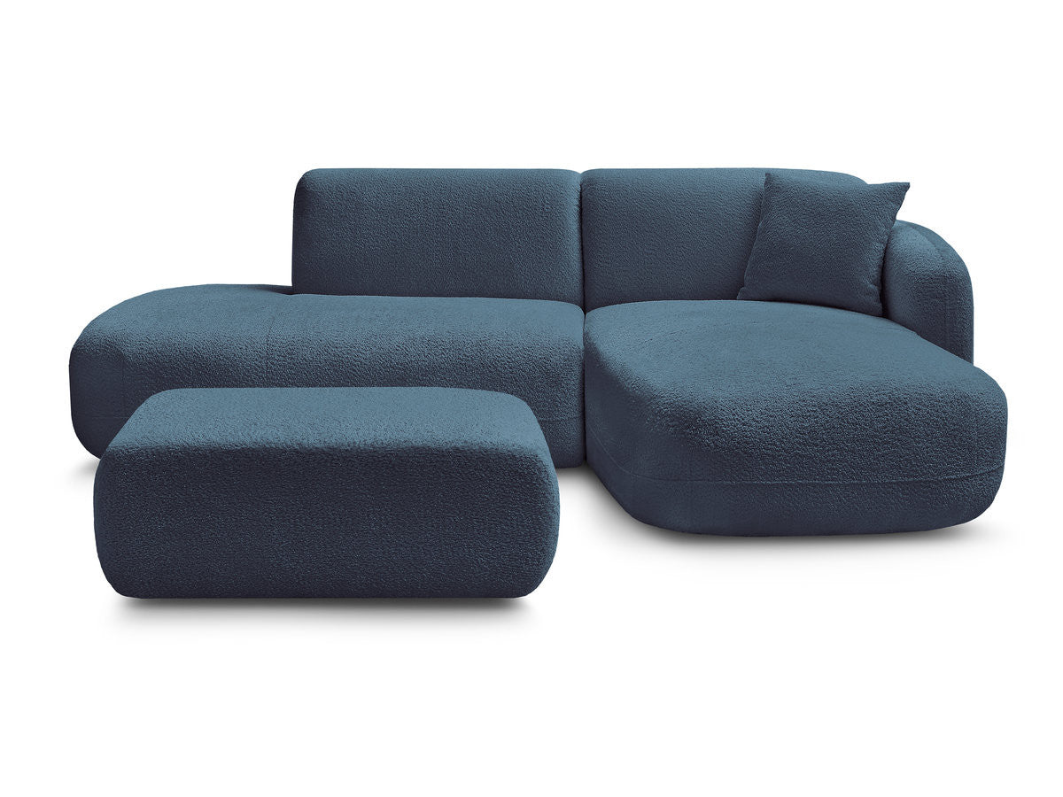 Anda - Modular Fixed Corner Sofa with 1 Chaise Longue, 1 Armless End Unit and 1 Pouffe - Right-Hand Corner