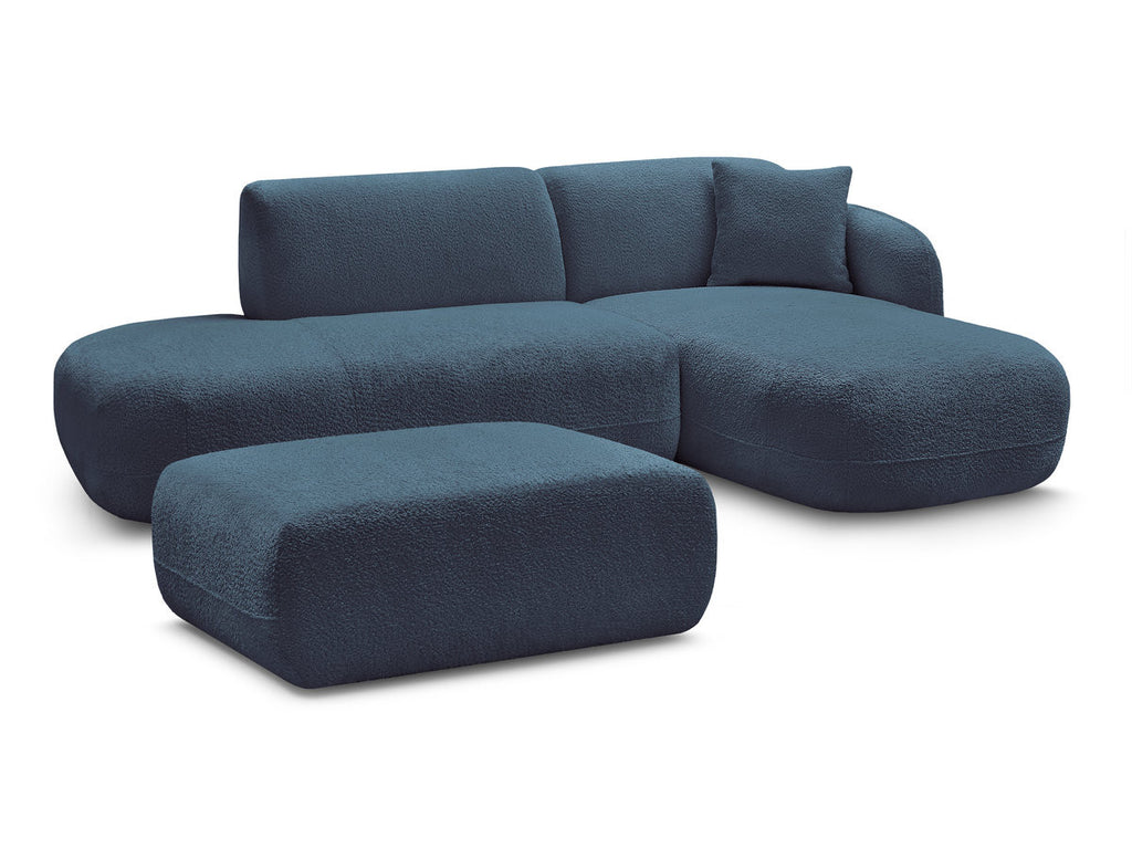 Anda - Modular Fixed Corner Sofa with 1 Chaise Longue, 1 Armless End Unit and 1 Pouffe - Right-Hand Corner