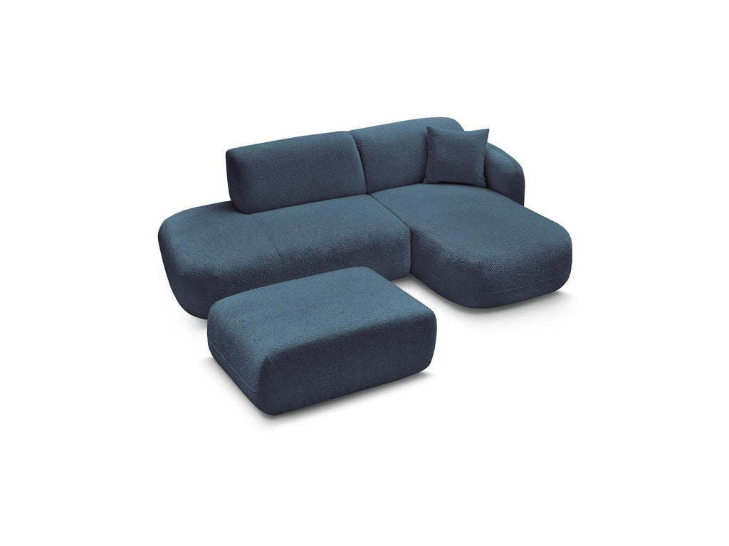 Anda - Modular Fixed Corner Sofa with 1 Chaise Longue, 1 Armless End Unit and 1 Pouffe - Right-Hand Corner