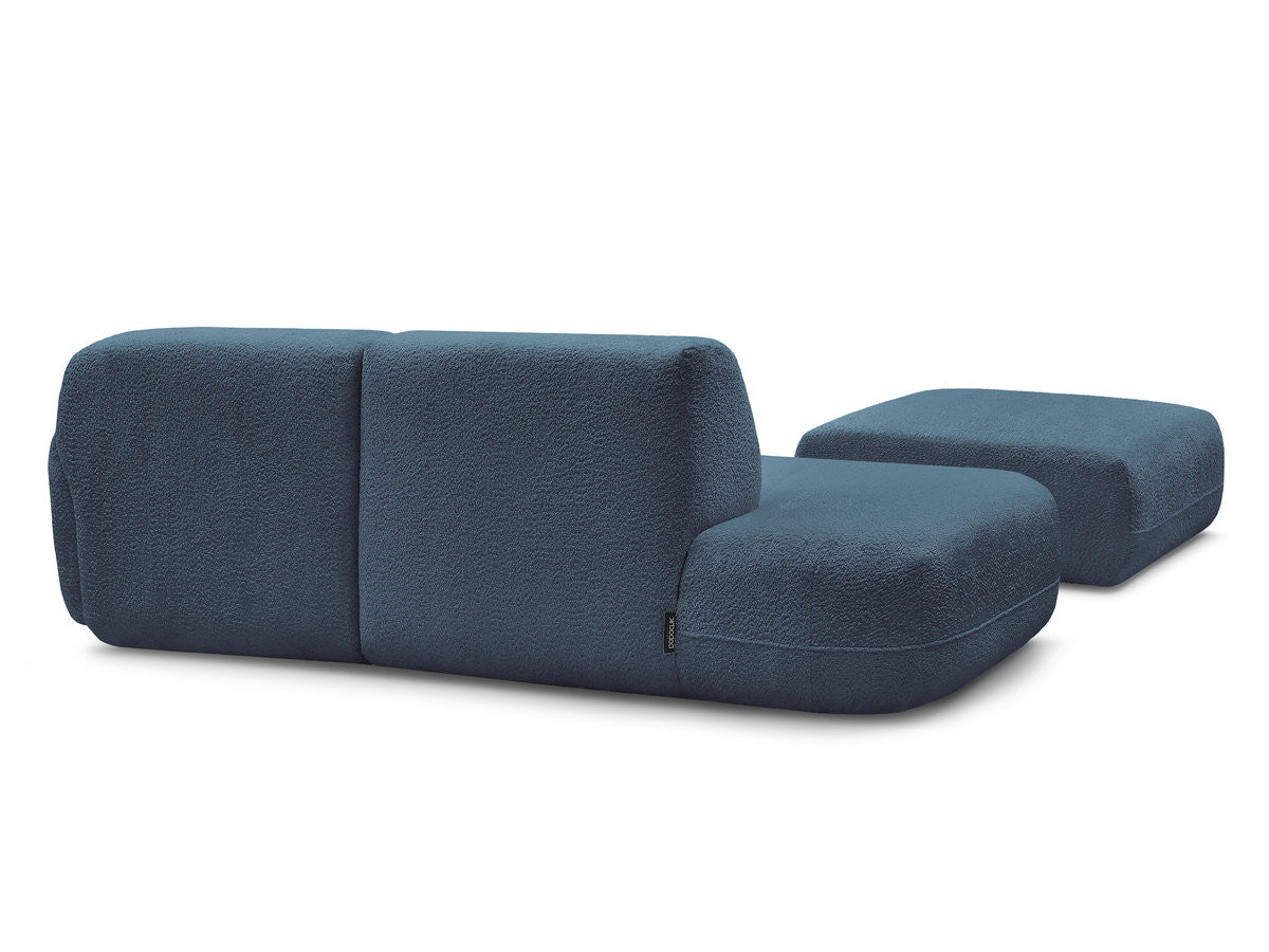 Anda - Modular Fixed Corner Sofa with 1 Chaise Longue, 1 Armless End Unit and 1 Pouffe - Right-Hand Corner