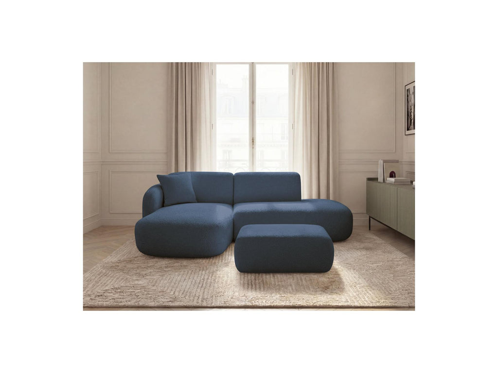 Anda - Modular Fixed Corner Sofa with 1 Chaise Longue, 1 Armless End Unit and 1 Pouffe - Left-Hand Corner