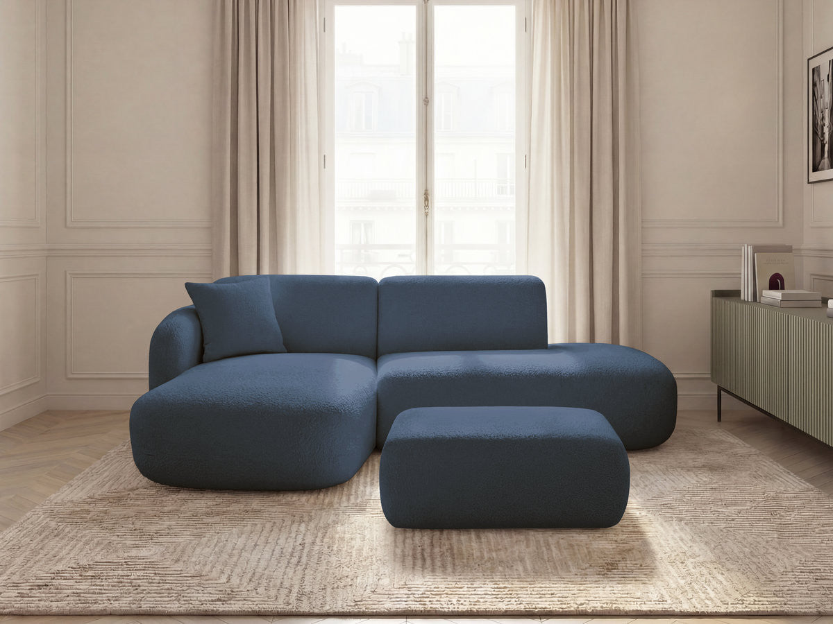 Anda - Modular Fixed Corner Sofa with 1 Chaise Longue, 1 Armless End Unit and 1 Pouffe - Left-Hand Corner