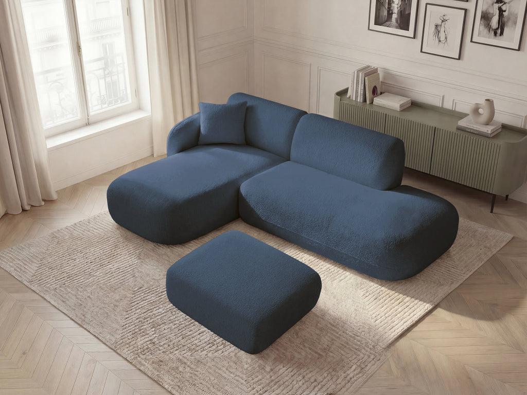 Anda - Modular Fixed Corner Sofa with 1 Chaise Longue, 1 Armless End Unit and 1 Pouffe - Left-Hand Corner