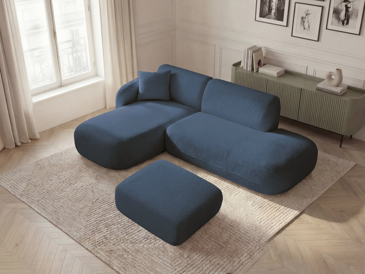 Anda - Modular Fixed Corner Sofa with 1 Chaise Longue, 1 Armless End Unit and 1 Pouffe - Left-Hand Corner
