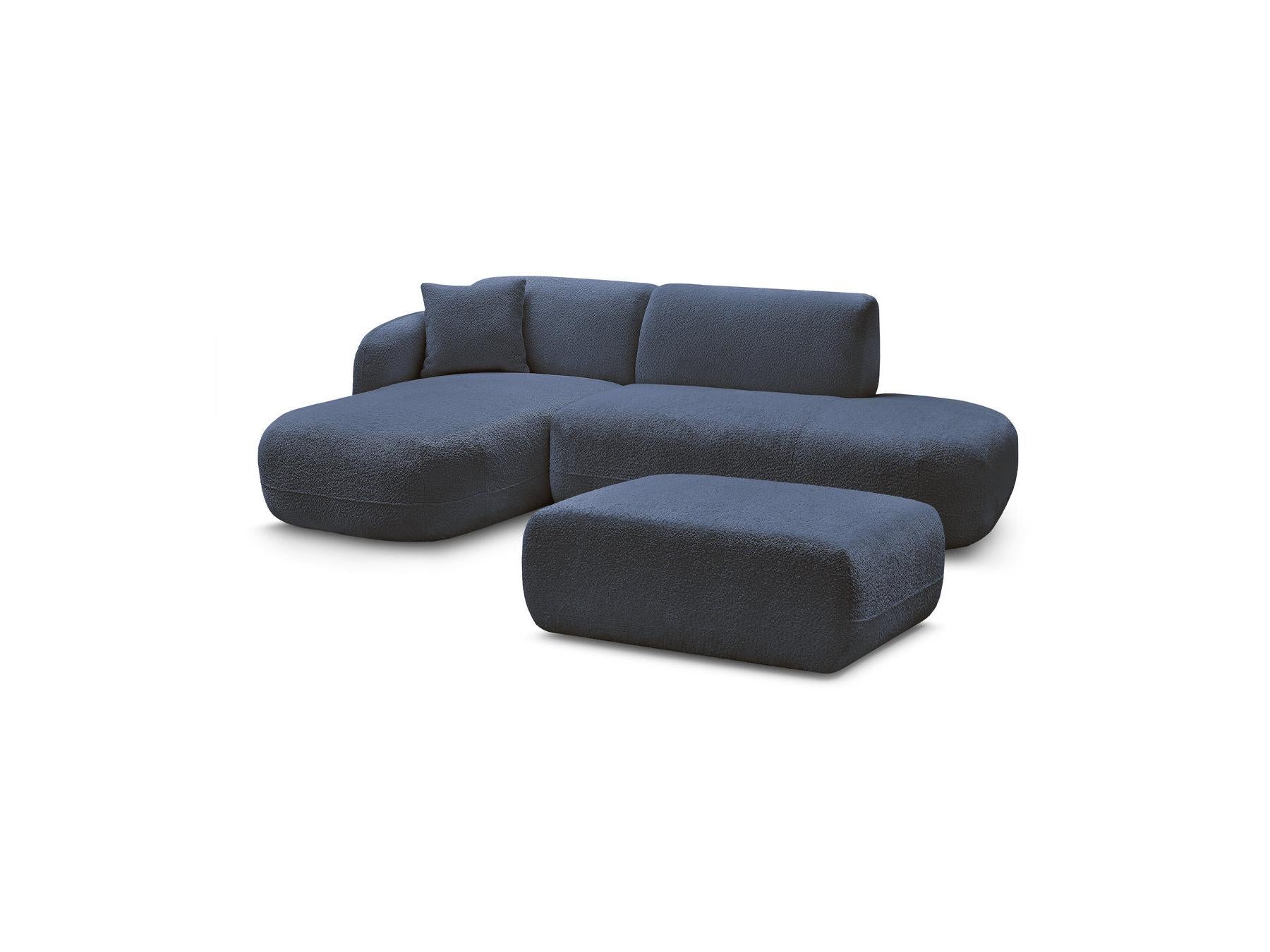 Anda - Modular Fixed Corner Sofa with 1 Chaise Longue, 1 Armless End Unit and 1 Pouffe - Left-Hand Corner