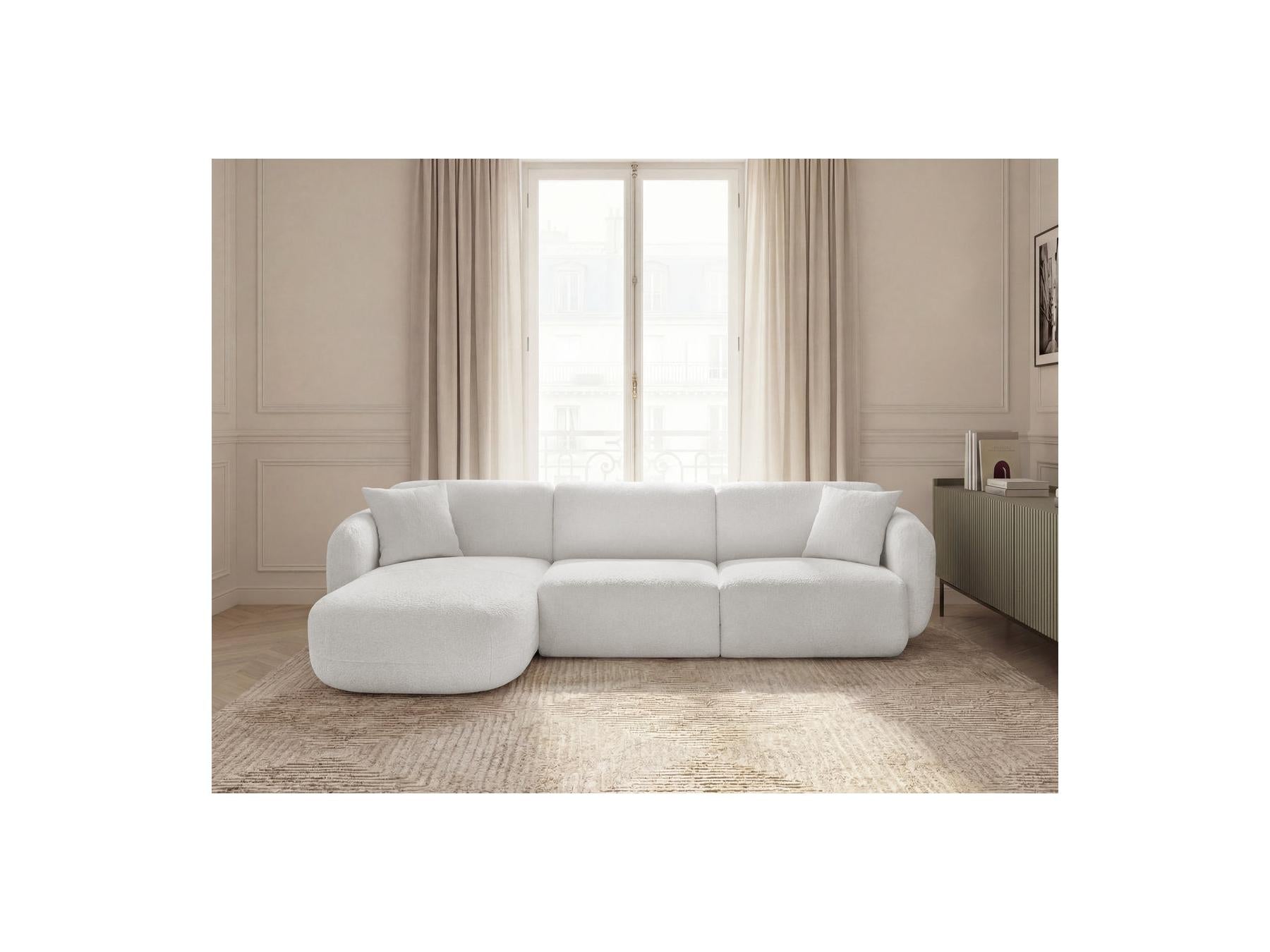 Anda - Canapé D'Angle Fixe Modulable - Tissu Chenille - Angle Gauche