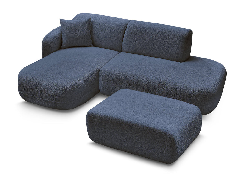 Anda - Modular Fixed Corner Sofa with 1 Chaise Longue, 1 Armless End Unit and 1 Pouffe - Left-Hand Corner