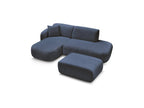 Anda - Modular Fixed Corner Sofa with 1 Chaise Longue, 1 Armless End Unit and 1 Pouffe - Left-Hand Corner