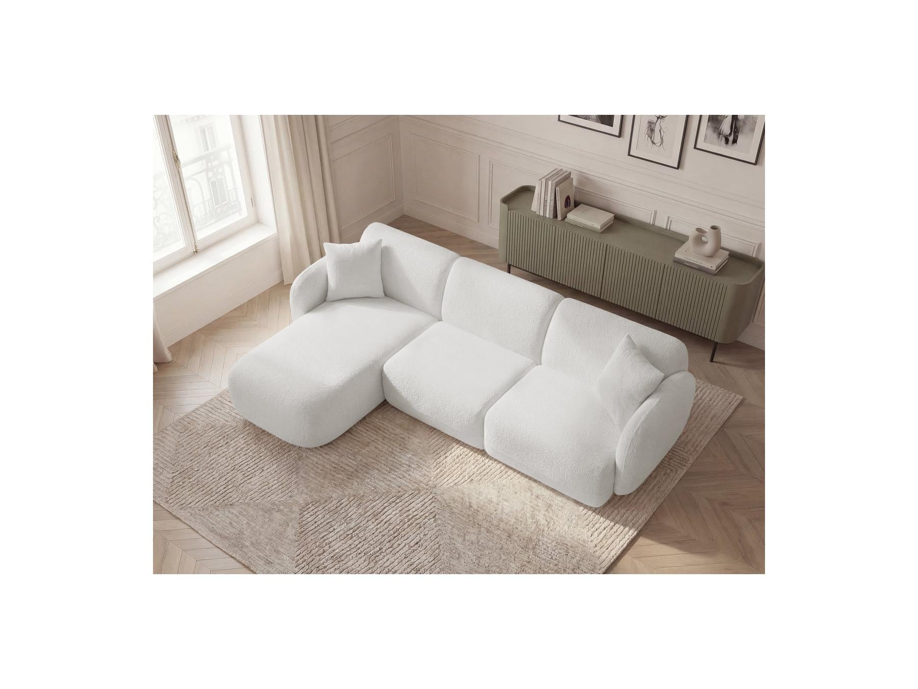 Anda - Canapé D'Angle Fixe Modulable - Tissu Chenille - Angle Gauche