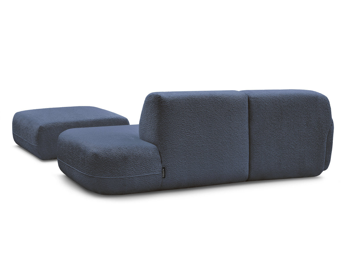 Anda - Modular Fixed Corner Sofa with 1 Chaise Longue, 1 Armless End Unit and 1 Pouffe - Left-Hand Corner