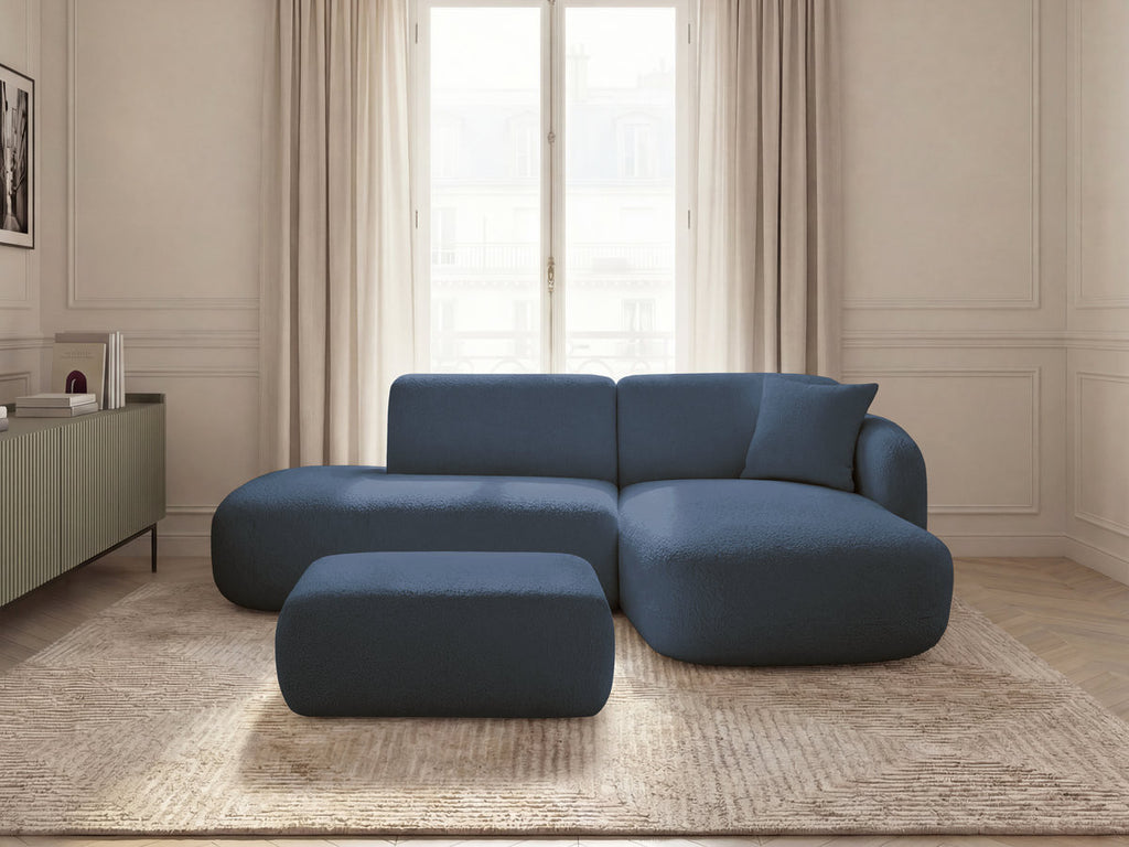 Anda - Modular Fixed Corner Sofa with 1 Chaise Longue, 1 Armless End Unit and 1 Pouffe - Right-Hand Corner