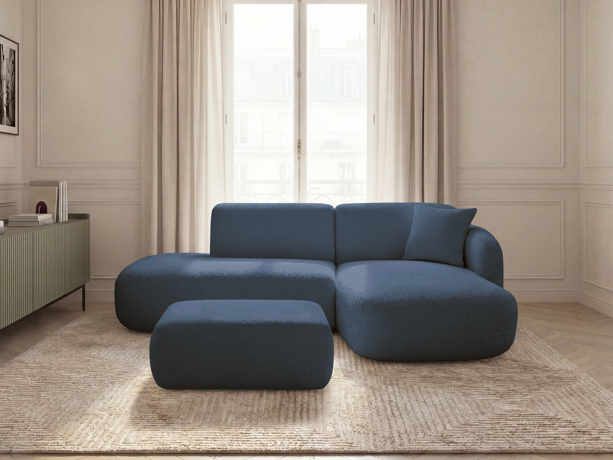 Anda - Modular Fixed Corner Sofa with 1 Chaise Longue, 1 Armless End Unit and 1 Pouffe - Right-Hand Corner