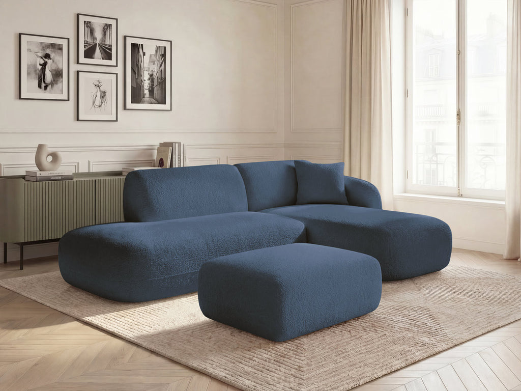 Anda - Modular Fixed Corner Sofa with 1 Chaise Longue, 1 Armless End Unit and 1 Pouffe - Right-Hand Corner