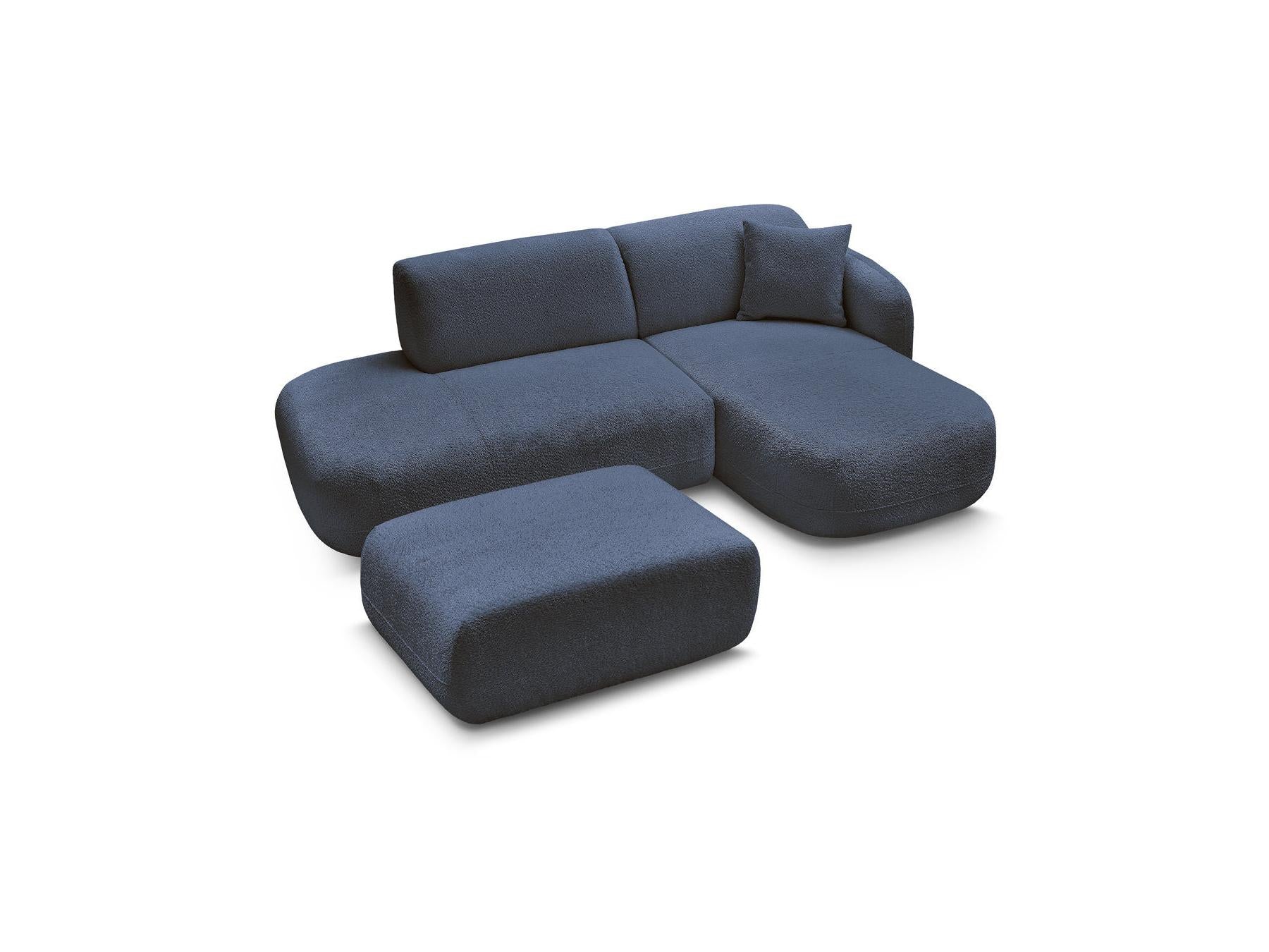 Anda - Modular Fixed Corner Sofa with 1 Chaise Longue, 1 Armless End Unit and 1 Pouffe - Right-Hand Corner