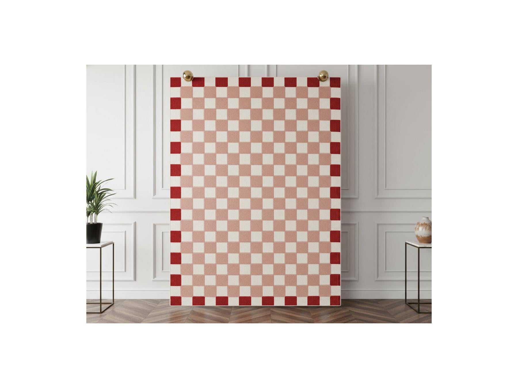Myrlie - Tapis Poils Ras Myrlie Motif Damier - Rose