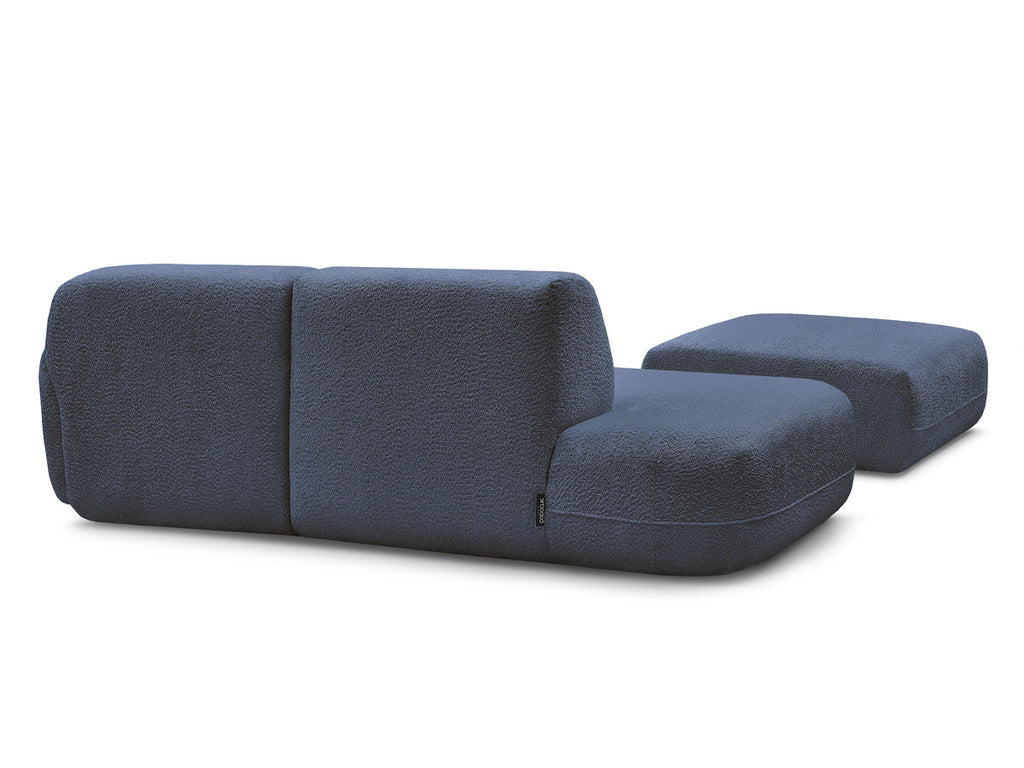 Anda - Modular Fixed Corner Sofa with 1 Chaise Longue, 1 Armless End Unit and 1 Pouffe - Right-Hand Corner