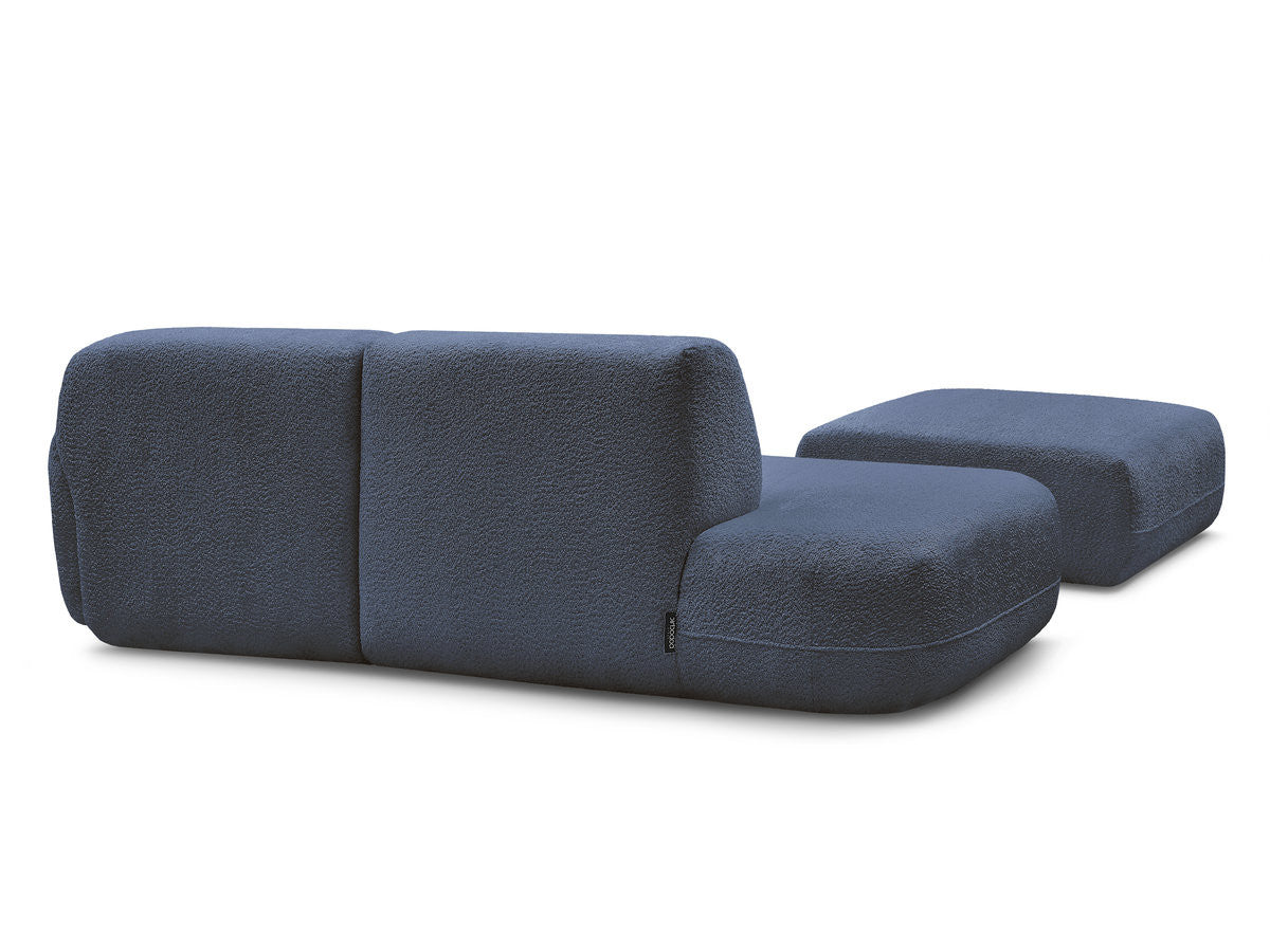 Anda - Modular Fixed Corner Sofa with 1 Chaise Longue, 1 Armless End Unit and 1 Pouffe - Right-Hand Corner