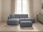 Anda - Modular Fixed Corner Sofa with 1 Chaise Longue, 1 Armless End Unit and 1 Pouffe - Left-Hand Corner