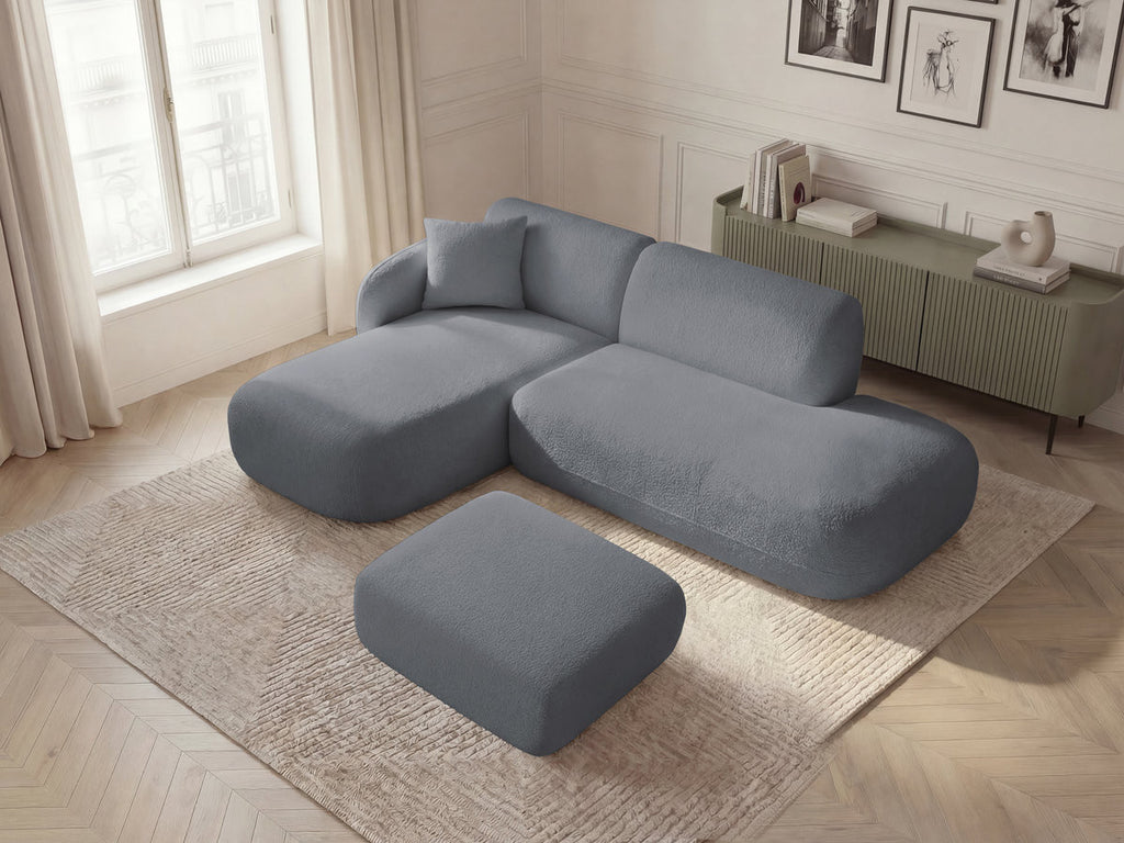 Anda - Modular Fixed Corner Sofa with 1 Chaise Longue, 1 Armless End Unit and 1 Pouffe - Left-Hand Corner