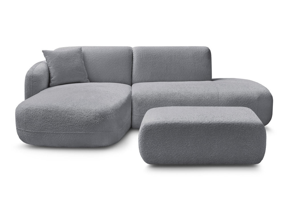 Anda - Modular Fixed Corner Sofa with 1 Chaise Longue, 1 Armless End Unit and 1 Pouffe - Left-Hand Corner