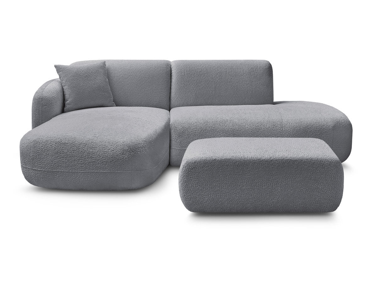 Anda - Modular Fixed Corner Sofa with 1 Chaise Longue, 1 Armless End Unit and 1 Pouffe - Left-Hand Corner