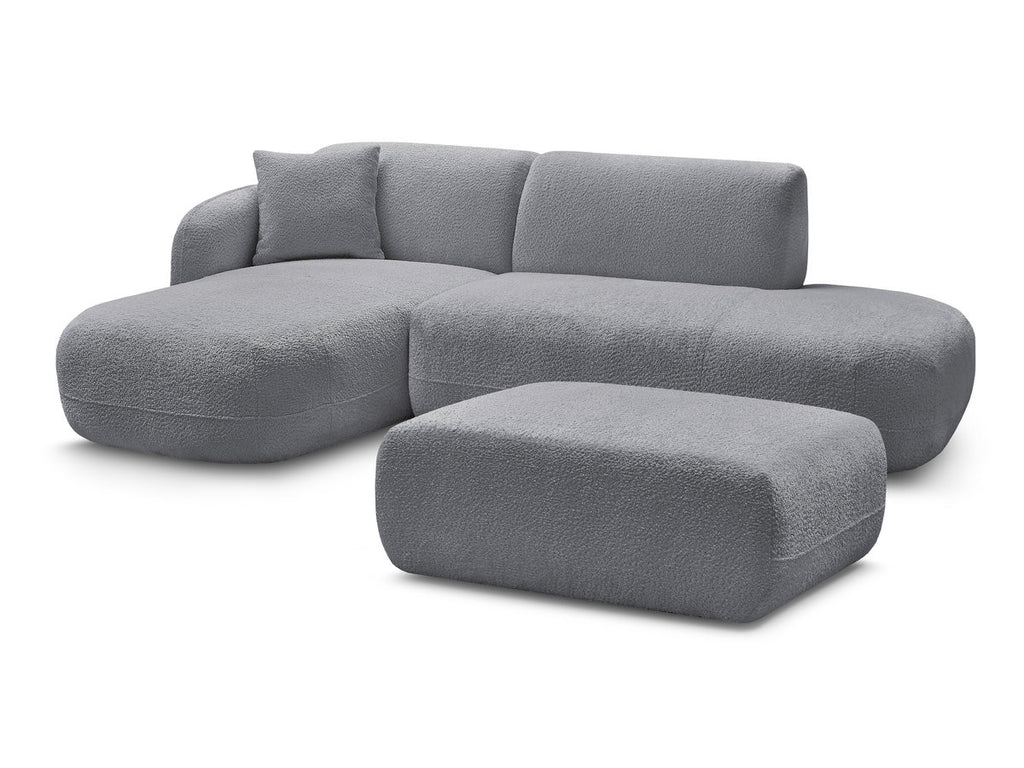 Anda - Modular Fixed Corner Sofa with 1 Chaise Longue, 1 Armless End Unit and 1 Pouffe - Left-Hand Corner