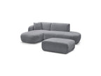 Anda - Modular Fixed Corner Sofa with 1 Chaise Longue, 1 Armless End Unit and 1 Pouffe - Left-Hand Corner