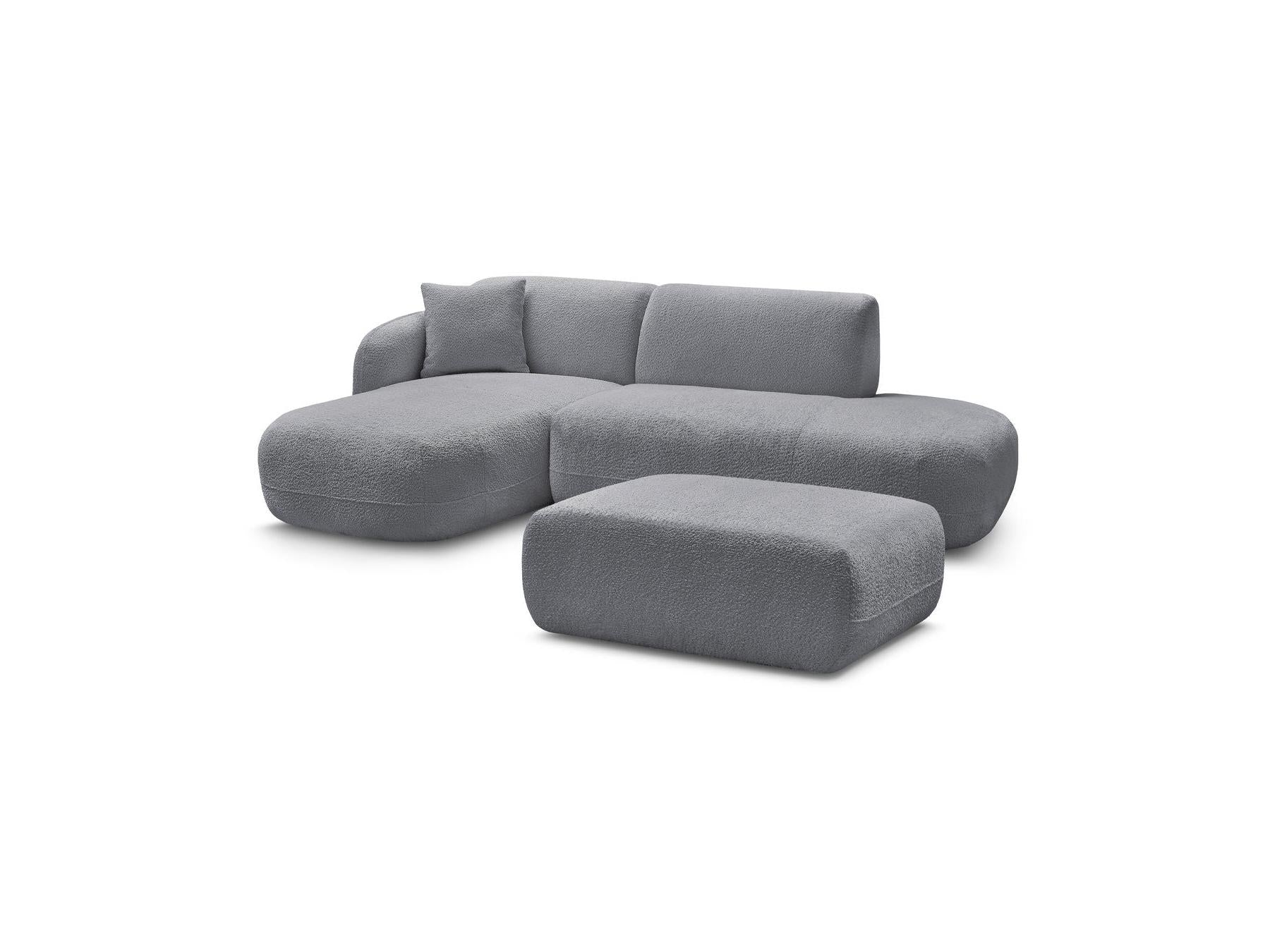 Anda - Modular Fixed Corner Sofa with 1 Chaise Longue, 1 Armless End Unit and 1 Pouffe - Left-Hand Corner