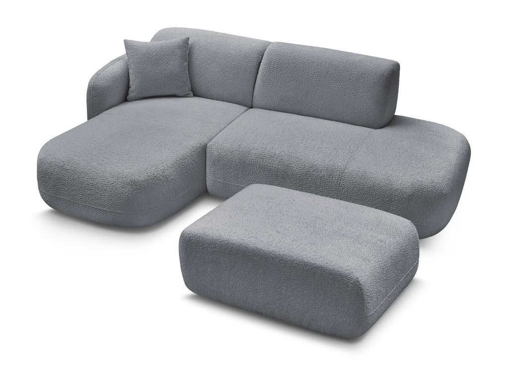 Anda - Modular Fixed Corner Sofa with 1 Chaise Longue, 1 Armless End Unit and 1 Pouffe - Left-Hand Corner