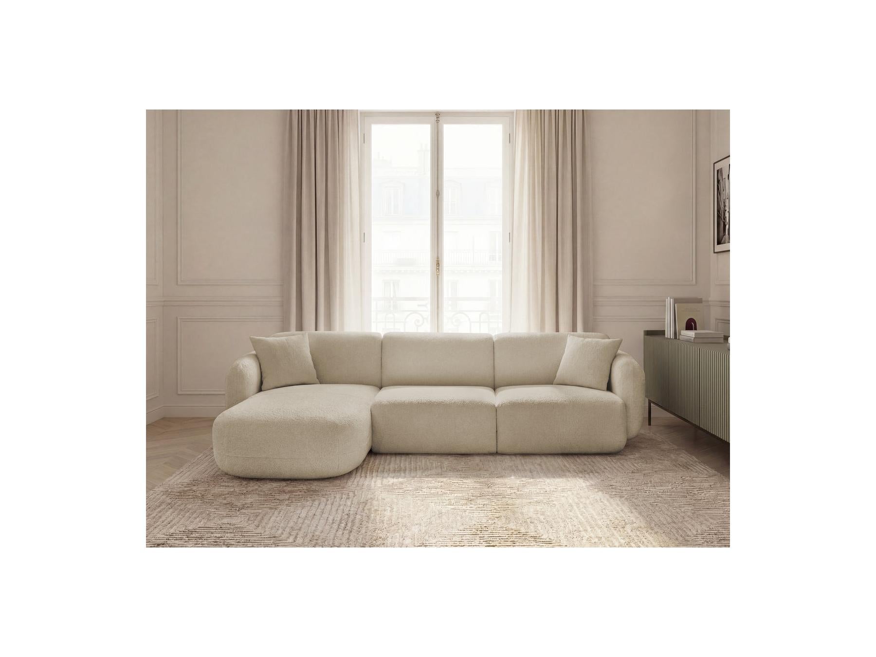 Anda - Canapé D'Angle Fixe Modulable - Tissu Chenille - Angle Gauche