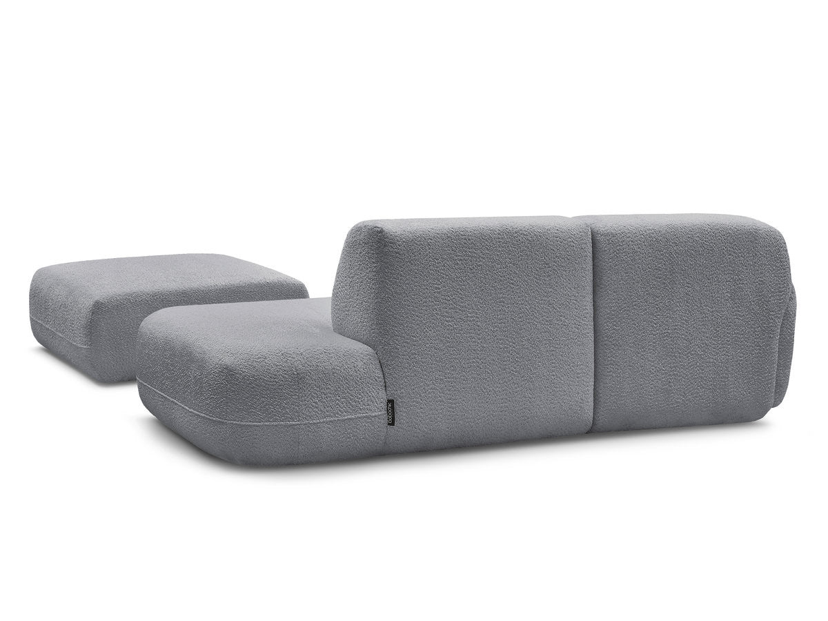 Anda - Modular Fixed Corner Sofa with 1 Chaise Longue, 1 Armless End Unit and 1 Pouffe - Left-Hand Corner