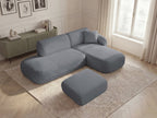 Anda - Modular Fixed Corner Sofa with 1 Chaise Longue, 1 Armless End Unit and 1 Pouffe - Right-Hand Corner