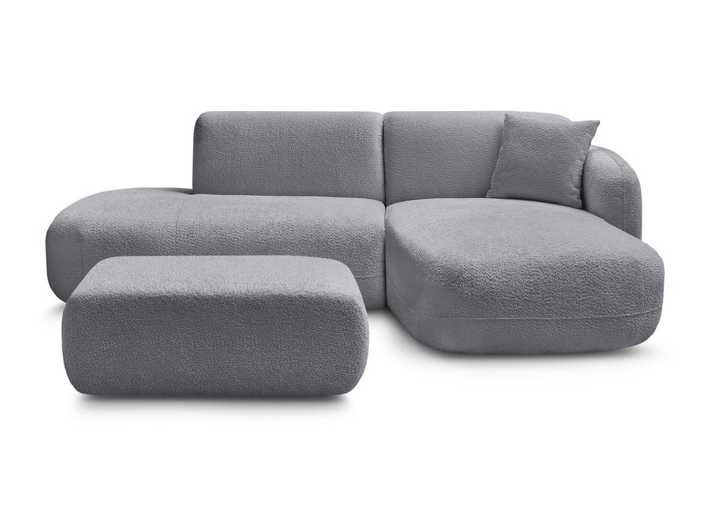 Anda - Modular Fixed Corner Sofa with 1 Chaise Longue, 1 Armless End Unit and 1 Pouffe - Right-Hand Corner