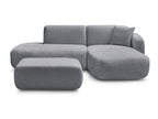Anda - Modular Fixed Corner Sofa with 1 Chaise Longue, 1 Armless End Unit and 1 Pouffe - Right-Hand Corner