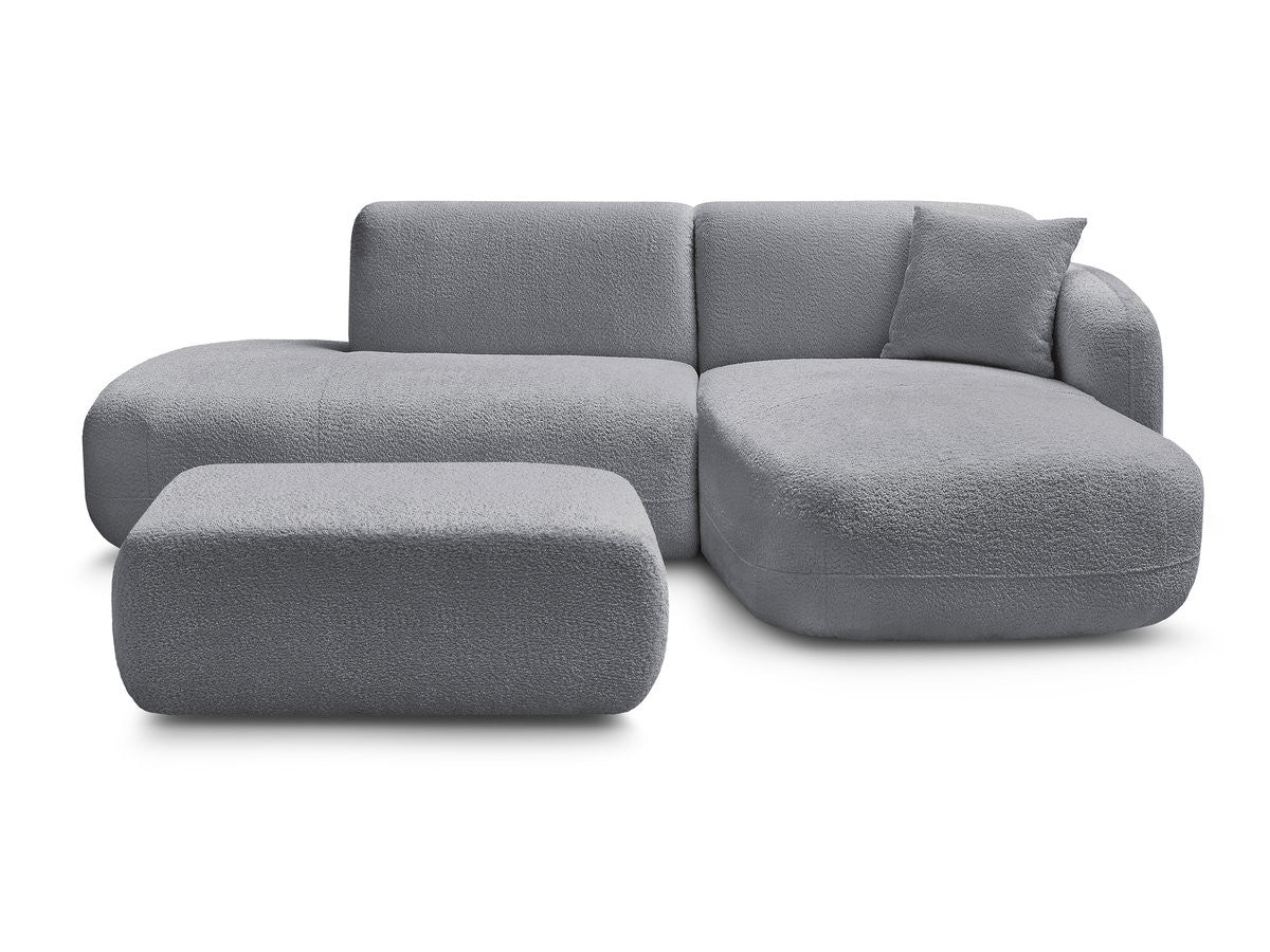 Anda - Modular Fixed Corner Sofa with 1 Chaise Longue, 1 Armless End Unit and 1 Pouffe - Right-Hand Corner