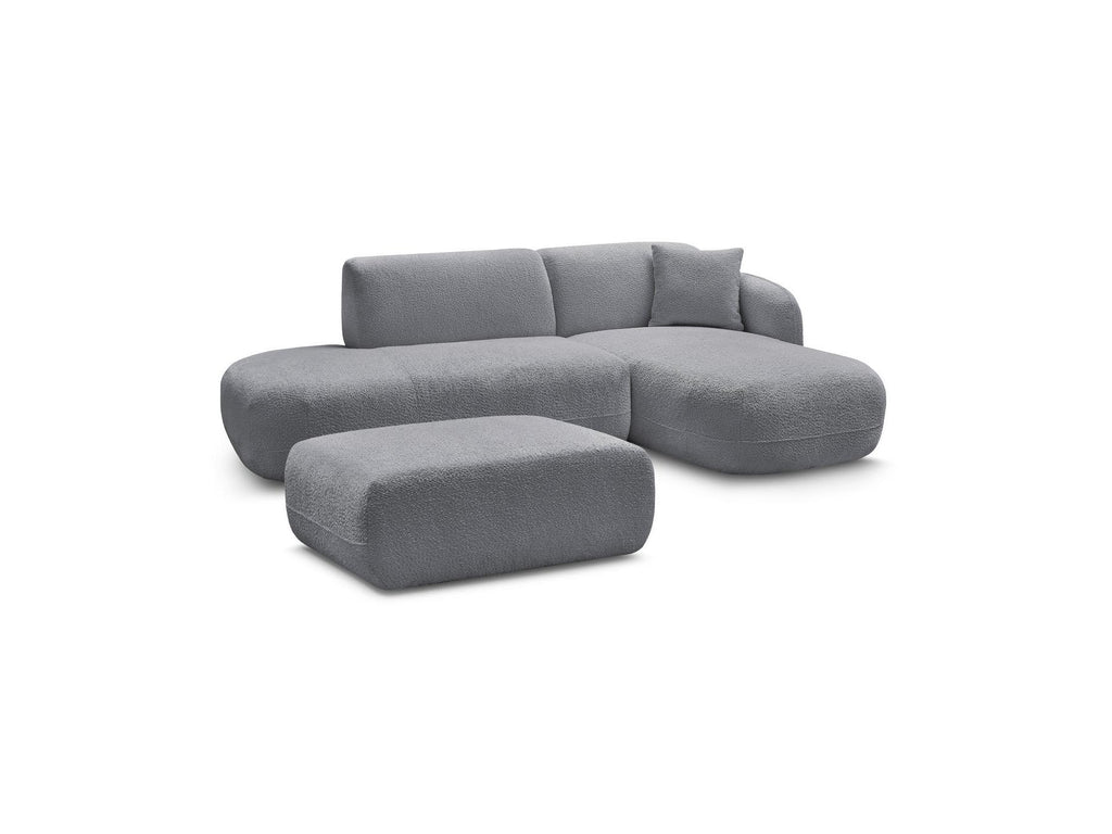 Anda - Modular Fixed Corner Sofa with 1 Chaise Longue, 1 Armless End Unit and 1 Pouffe - Right-Hand Corner