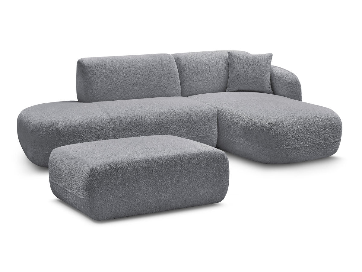 Anda - Modular Fixed Corner Sofa with 1 Chaise Longue, 1 Armless End Unit and 1 Pouffe - Right-Hand Corner