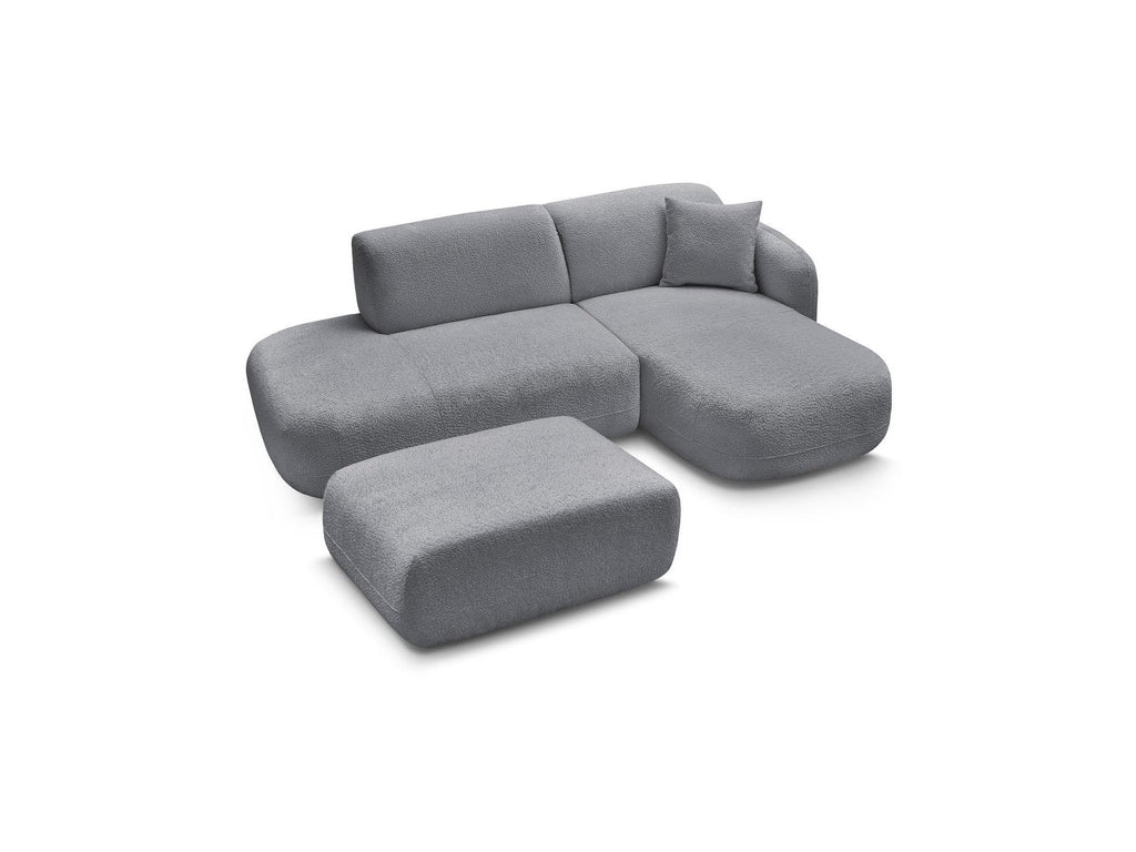 Anda - Modular Fixed Corner Sofa with 1 Chaise Longue, 1 Armless End Unit and 1 Pouffe - Right-Hand Corner
