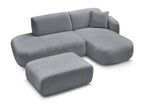 Anda - Modular Fixed Corner Sofa with 1 Chaise Longue, 1 Armless End Unit and 1 Pouffe - Right-Hand Corner