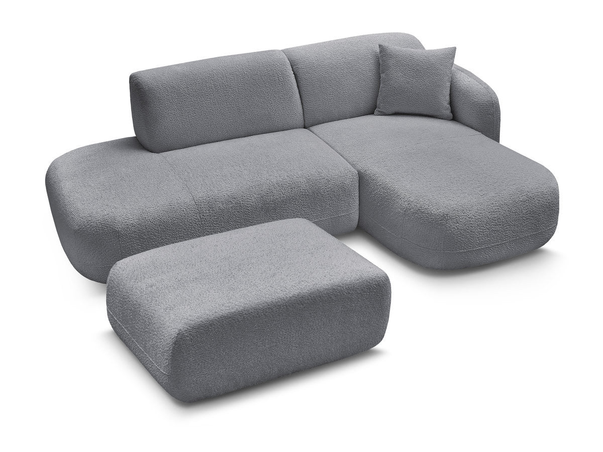 Anda - Modular Fixed Corner Sofa with 1 Chaise Longue, 1 Armless End Unit and 1 Pouffe - Right-Hand Corner