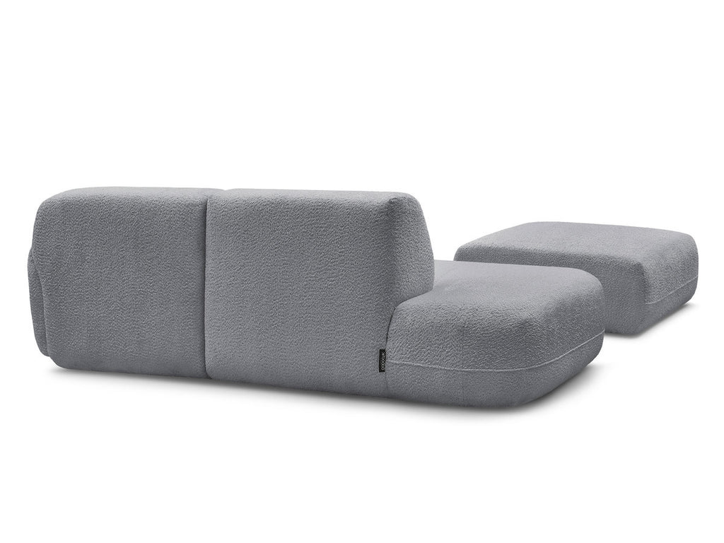 Anda - Modular Fixed Corner Sofa with 1 Chaise Longue, 1 Armless End Unit and 1 Pouffe - Right-Hand Corner