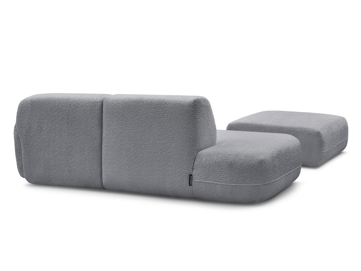 Anda - Modular Fixed Corner Sofa with 1 Chaise Longue, 1 Armless End Unit and 1 Pouffe - Right-Hand Corner