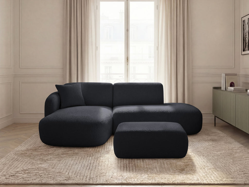 Anda - Modular Fixed Corner Sofa with 1 Chaise Longue, 1 Armless End Unit and 1 Pouffe - Left-Hand Corner
